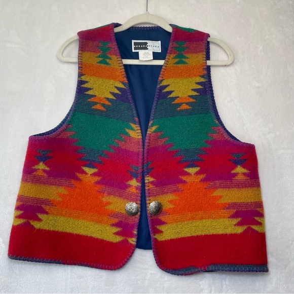 Rhonda Stark Jackets & Blazers - VTG Rhonda Stark Vest Women Sz L Southwest Wool Blend Western Aztec Pattern Boho
